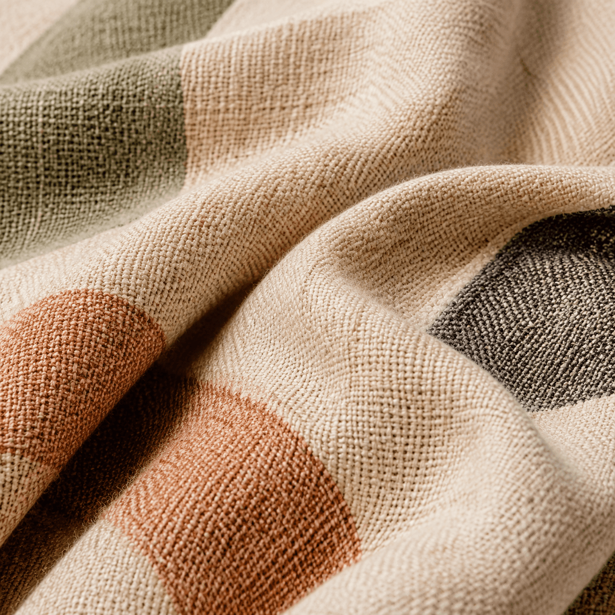 Close-up of woven cotton-linen fabric